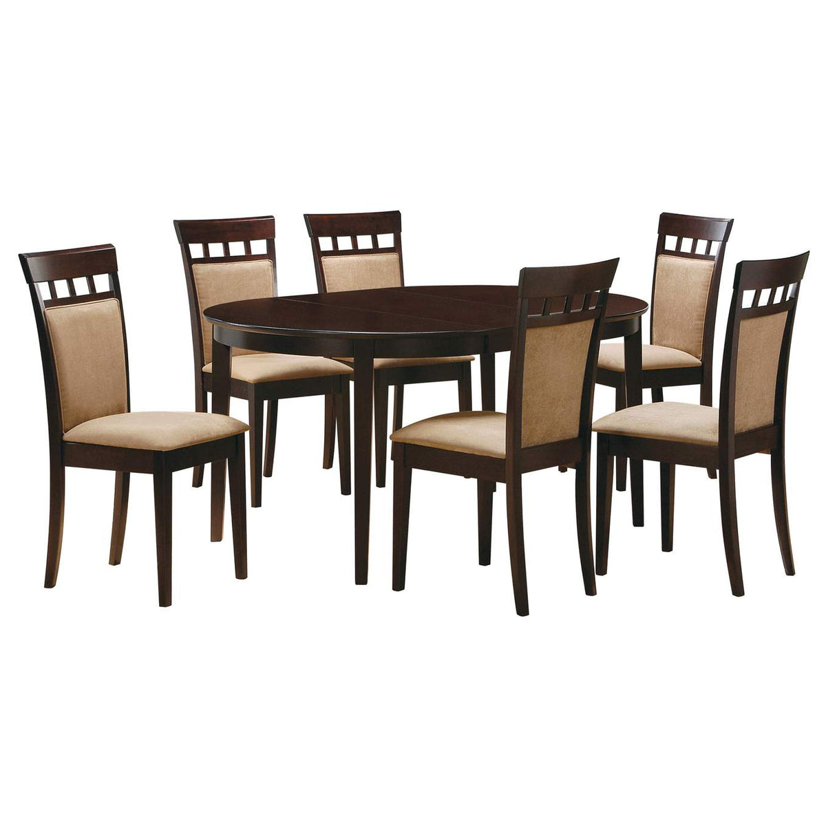 100770-S7A Gabriel 7-piece Extension Leaf Dining Table Set Cappuccino