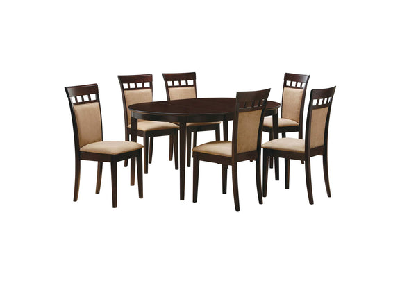 100770-S7A Gabriel 7-piece Extension Leaf Dining Table Set Cappuccino