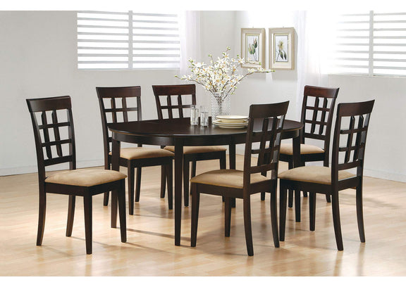 100770-S7 Gabriel 7-piece Extension Leaf Dining Table Set Cappuccino