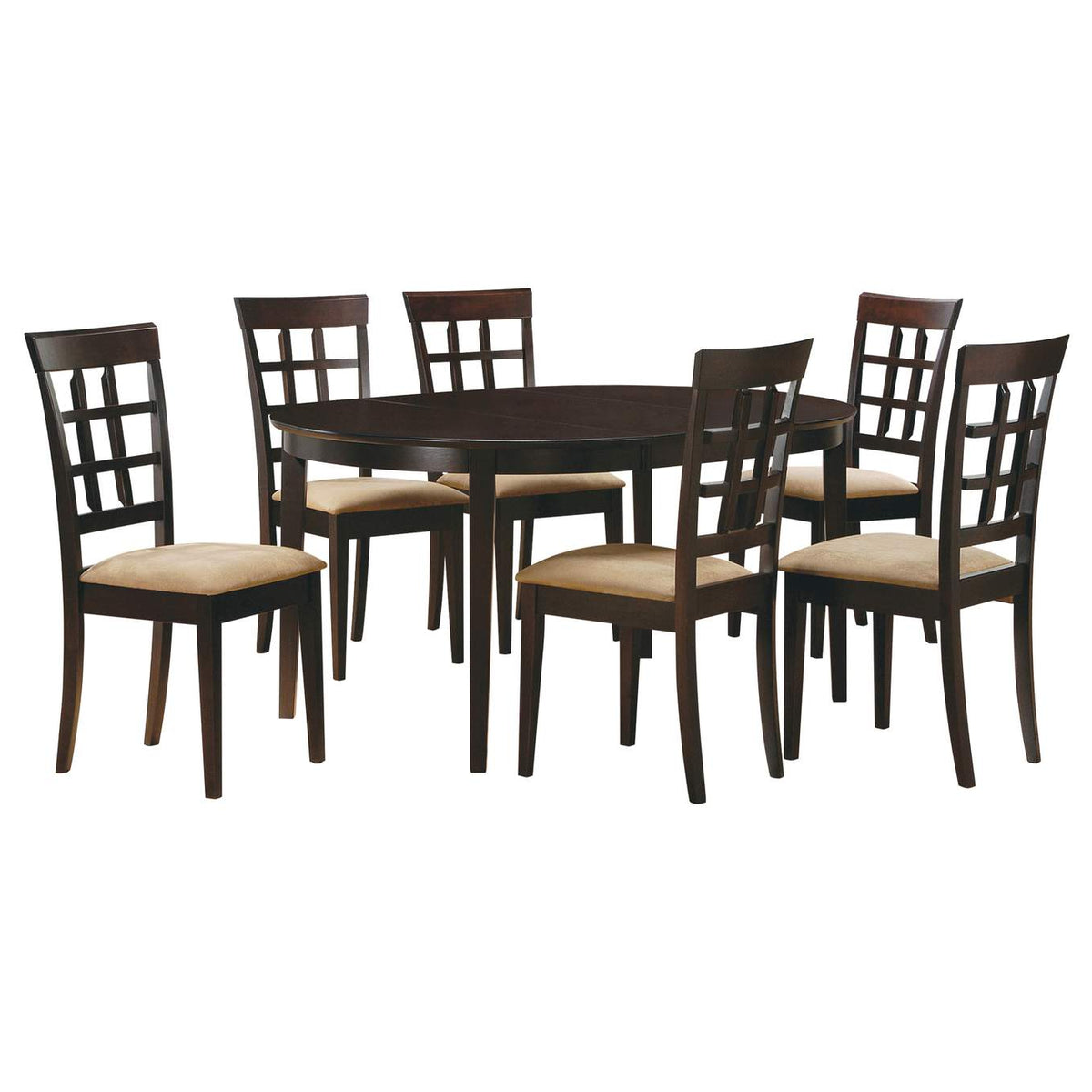 100770-S7 Gabriel 7-piece Extension Leaf Dining Table Set Cappuccino
