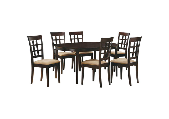 100770-S7 Gabriel 7-piece Extension Leaf Dining Table Set Cappuccino