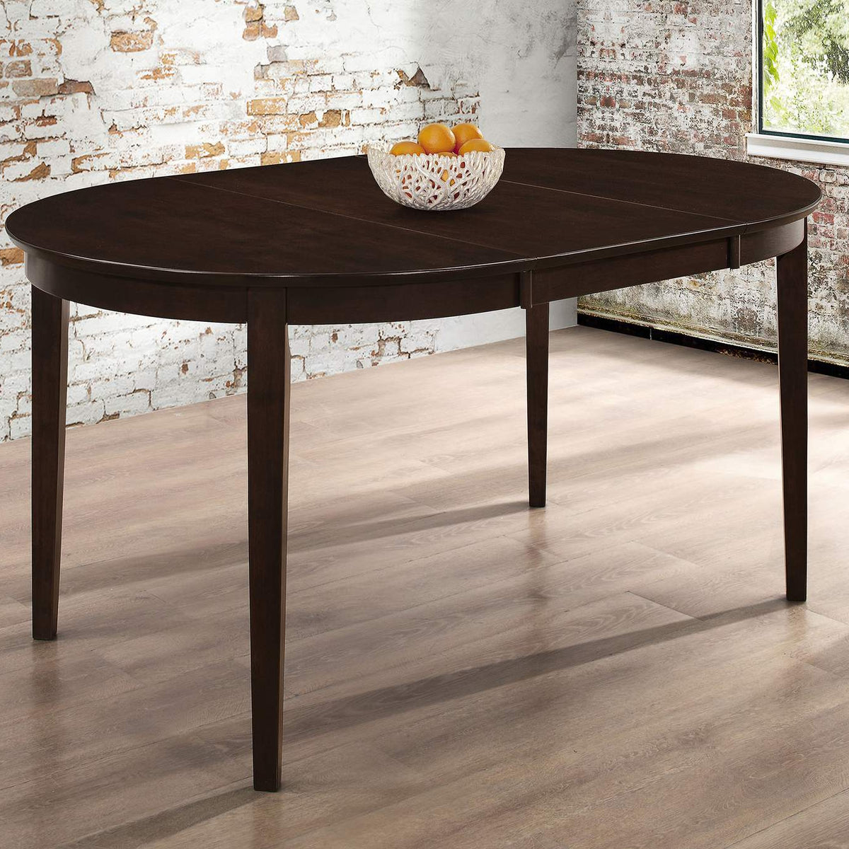 100770 Gabriel Oval 60-inch Extension Leaf Dining Table Cappuccino