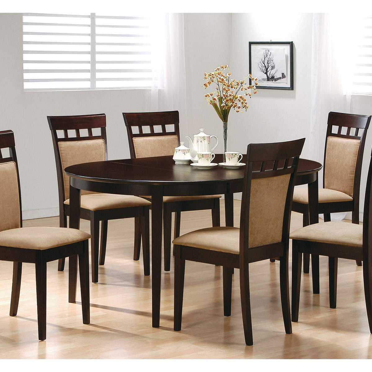 100770 Gabriel Oval 60-inch Extension Leaf Dining Table Cappuccino