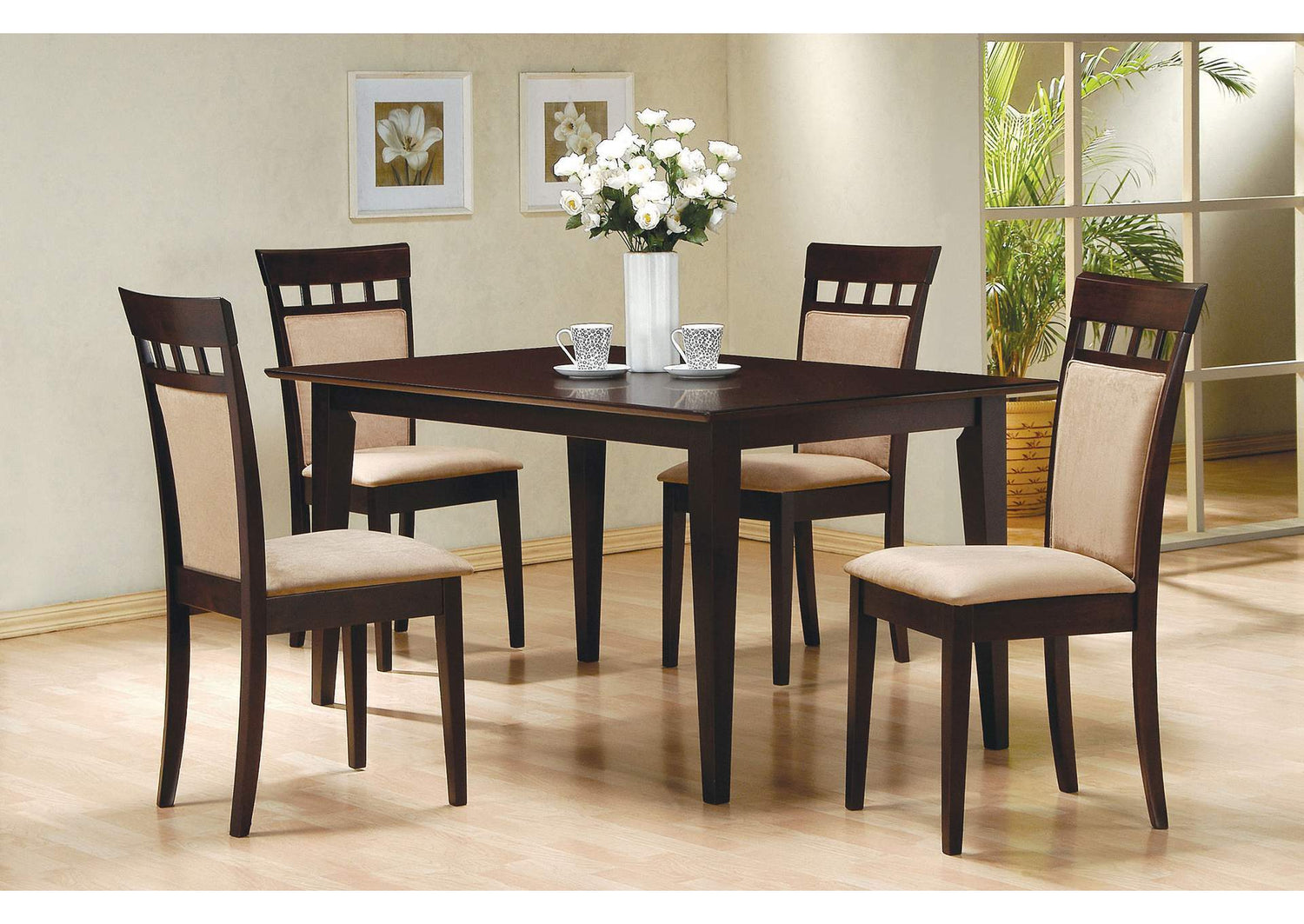 100771-S5A Gabriel 5-piece Rectangular 59-inch Dining Set Cappuccino