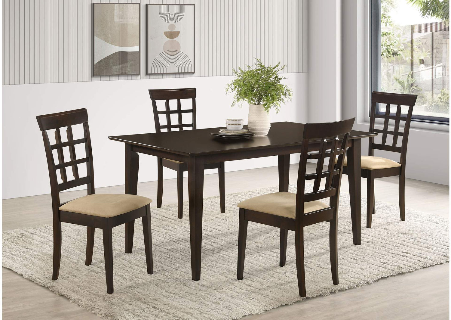 100771-S5 Gabriel 5-piece Rectangular 59-inch Dining Set Cappuccino