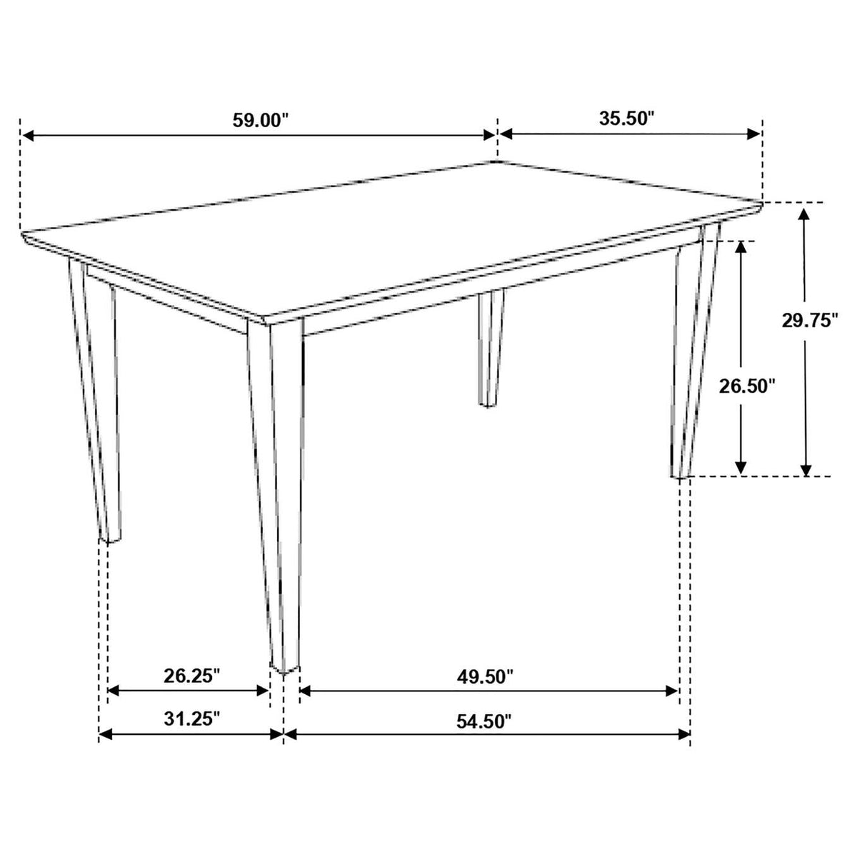 100771 Gabriel Rectangular 59-inch Wood Dining Table Cappuccino