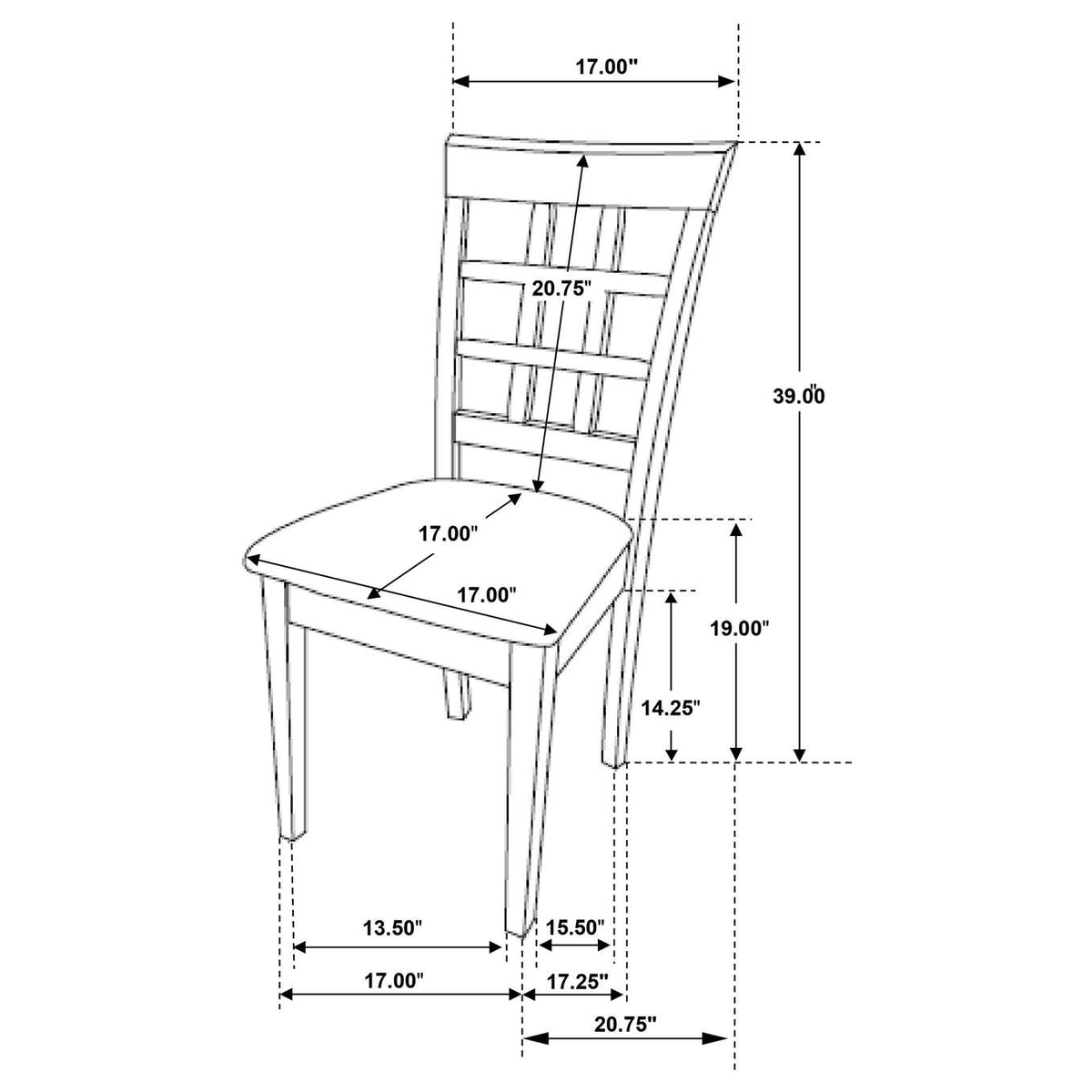100772 Gabriel Lattice Back Dining Side Chair Cappuccino (Set of 2)