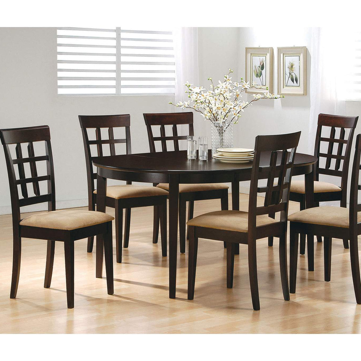 100772 Gabriel Lattice Back Dining Side Chair Cappuccino (Set of 2)