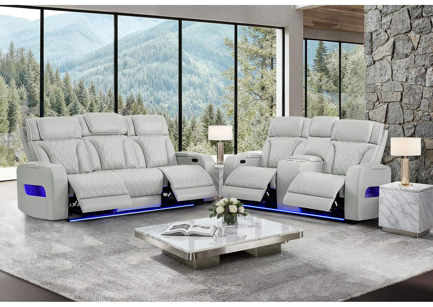 U8611-BLANCHE_SIL-P2_PRS_PCRLS U8611 BLANCHE SILVER P2 POWER REC SOFA - POWER CONSOLE REC LOVESEAT