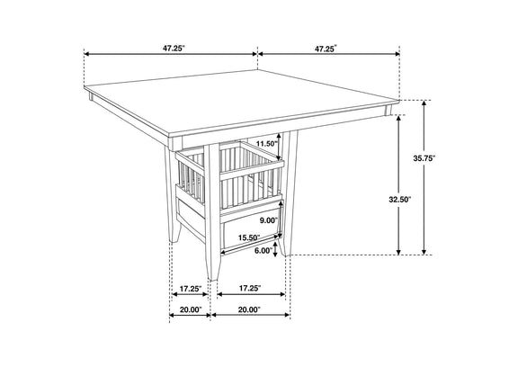 100958 Jaden Square 47-inch Counter Height Dining Table Espresso