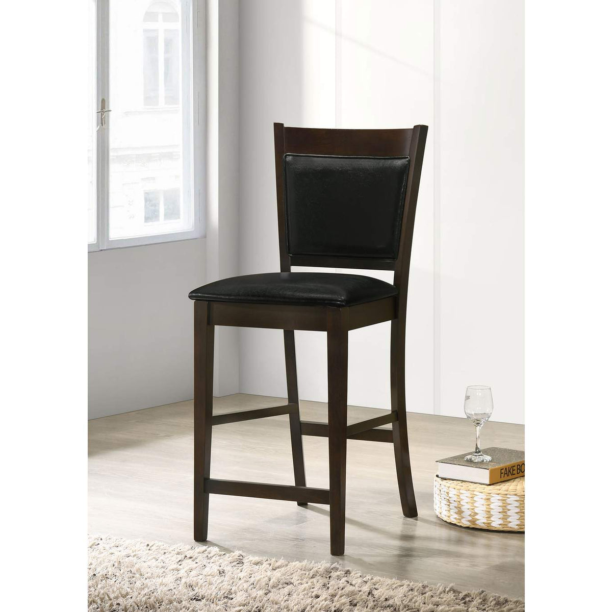 100959 Jaden Upholstered Counter Chair Espresso (Set of 2)