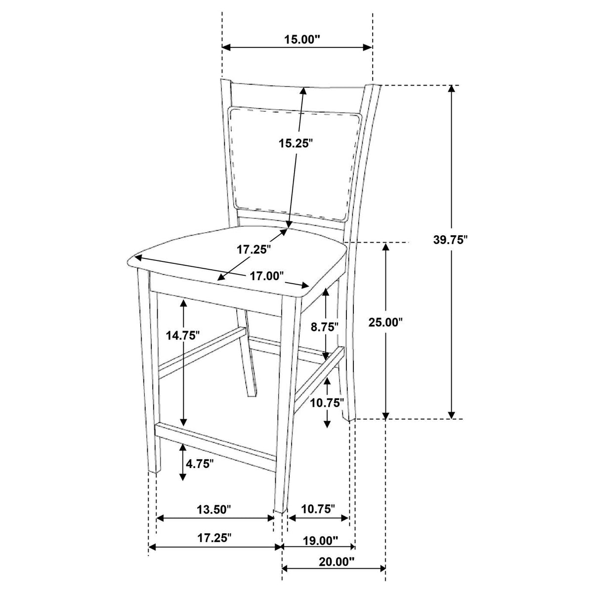 100959 Jaden Upholstered Counter Chair Espresso (Set of 2)