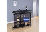 101065 Amarillo Freestanding Glass Top Home Bar Wine Cabinet Black