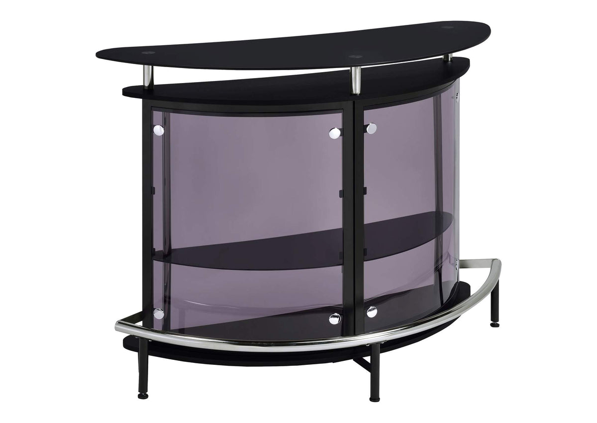 Amarillo Freestanding Glass Top Home Bar Wine Cabinet Black
