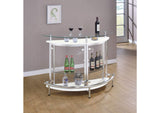 101066 Amarillo Freestanding Glass Top Home Bar Wine Cabinet White