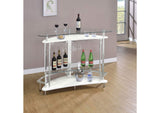 101066 Amarillo Freestanding Glass Top Home Bar Wine Cabinet White