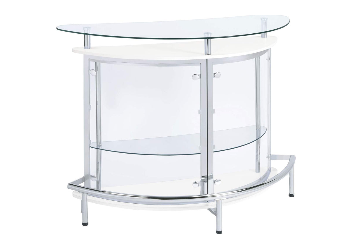 Amarillo Freestanding Glass Top Home Bar Wine Cabinet White