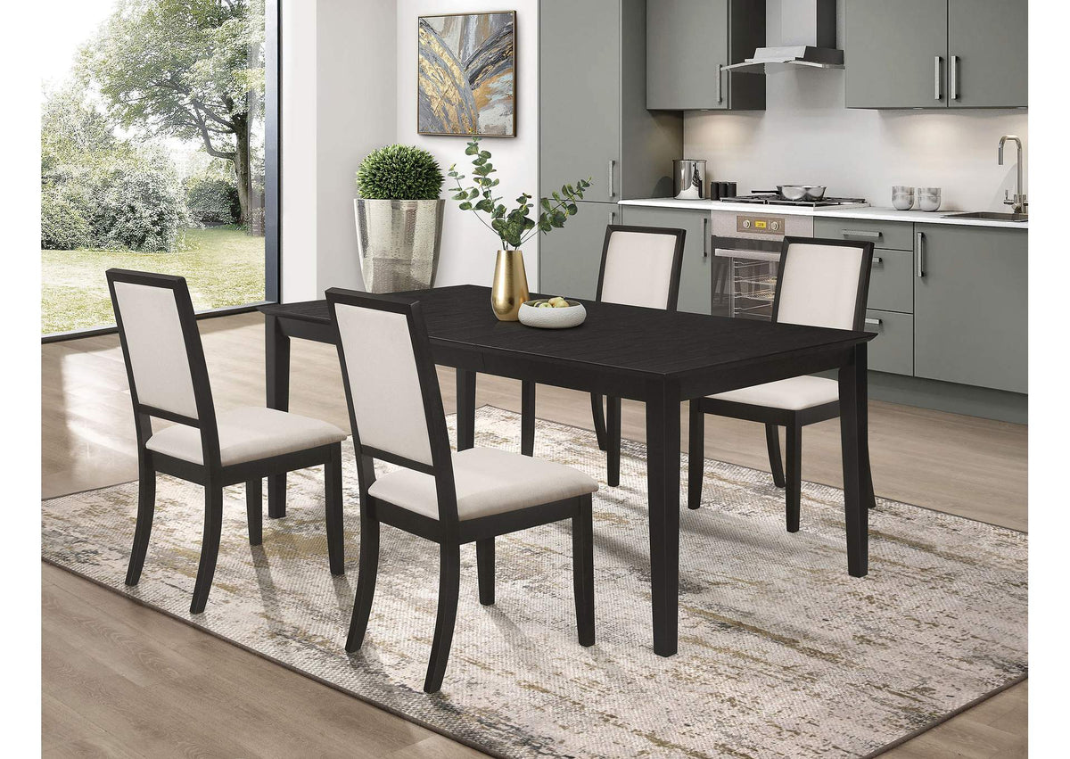 Louise 5-piece Rectangular Extension Leaf Dining Set Black