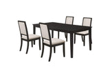101561-S5 Louise 5-piece Rectangular Extension Leaf Dining Set Black
