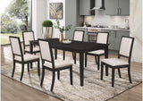 Louise 7-piece Rectangular Extension Leaf Dining Set Black