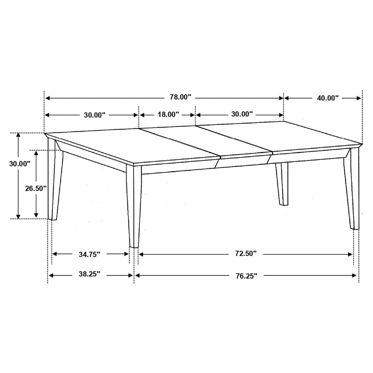 101561 Louise Rectangular 78-inch Extension Leaf Dining Table Black