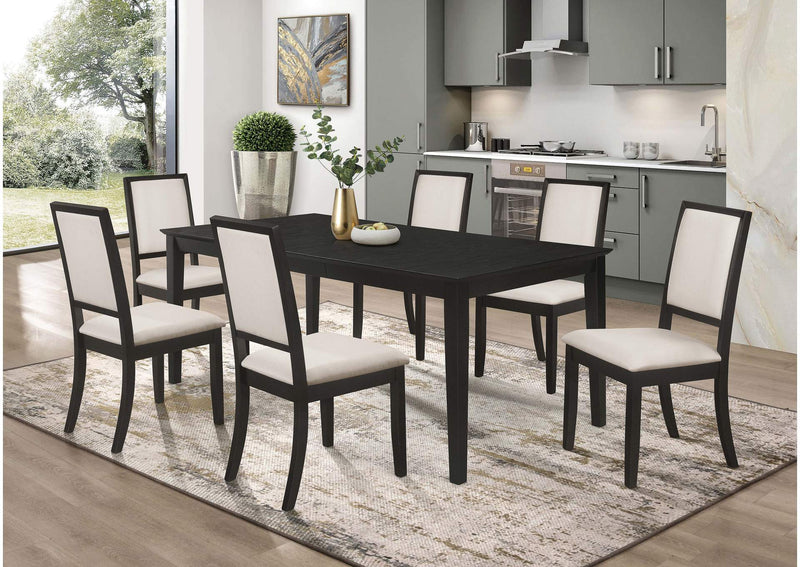 101561 Louise Rectangular 78-inch Extension Leaf Dining Table Black