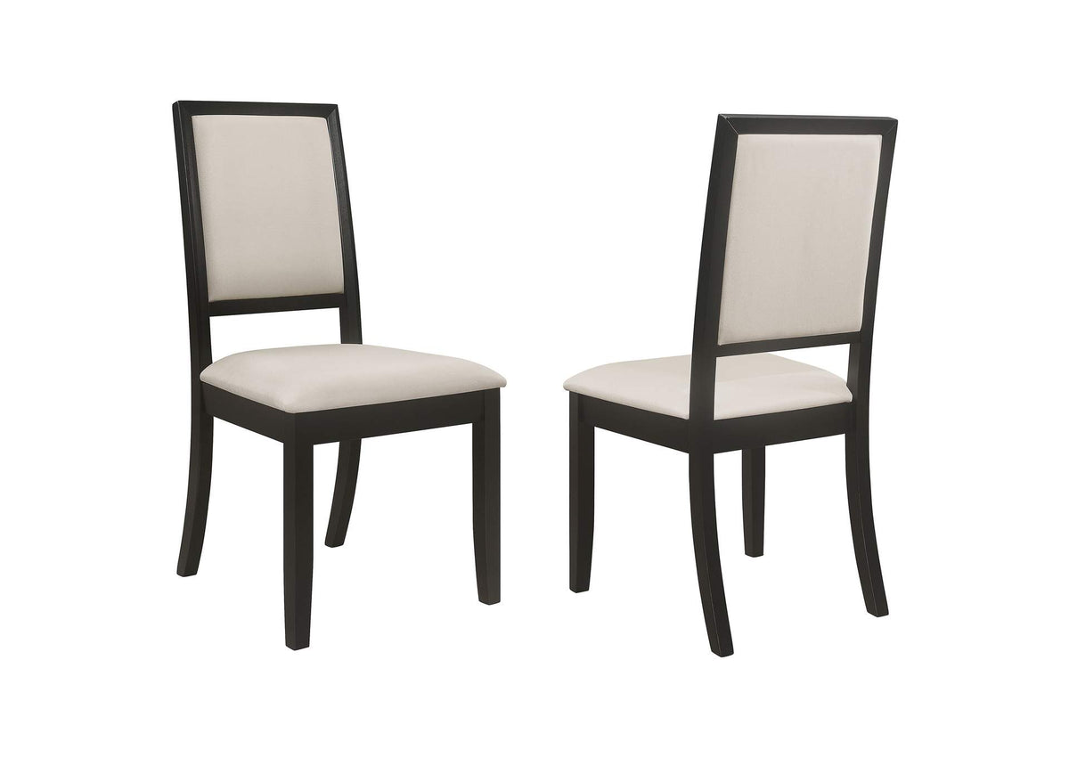 101562 Louise Upholstered Wood Dining Side Chair Black (Set of 2)