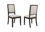 101562 Louise Upholstered Wood Dining Side Chair Black (Set of 2)