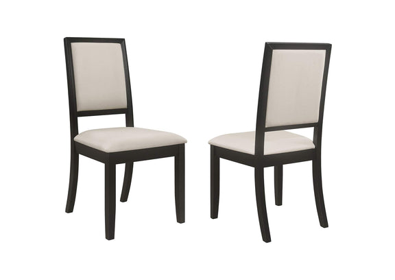 101562 Louise Upholstered Wood Dining Side Chair Black (Set of 2)