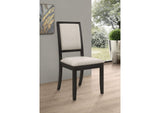 101562 Louise Upholstered Wood Dining Side Chair Black (Set of 2)