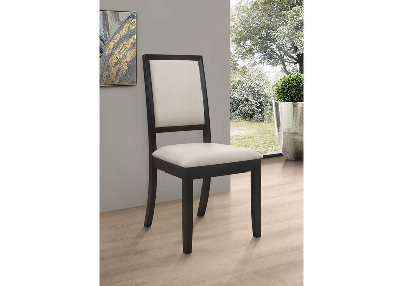101562 Louise Upholstered Wood Dining Side Chair Black (Set of 2)