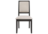 101562 Louise Upholstered Wood Dining Side Chair Black (Set of 2)