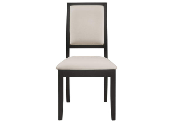 101562 Louise Upholstered Wood Dining Side Chair Black (Set of 2)