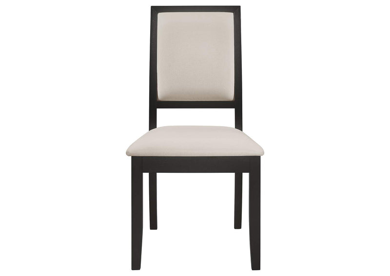 101562 Louise Upholstered Wood Dining Side Chair Black (Set of 2)