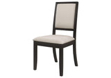 101562 Louise Upholstered Wood Dining Side Chair Black (Set of 2)
