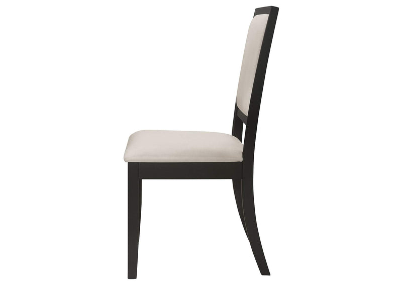 101562 Louise Upholstered Wood Dining Side Chair Black (Set of 2)