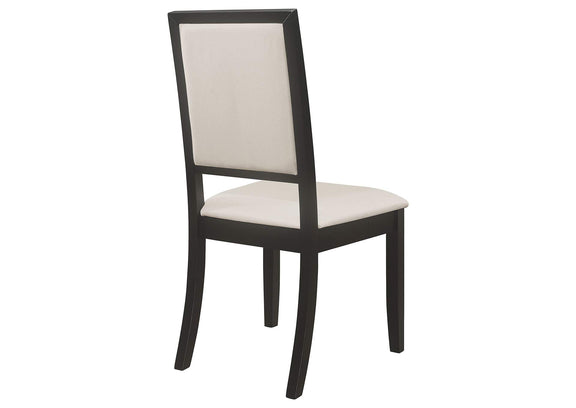 101562 Louise Upholstered Wood Dining Side Chair Black (Set of 2)