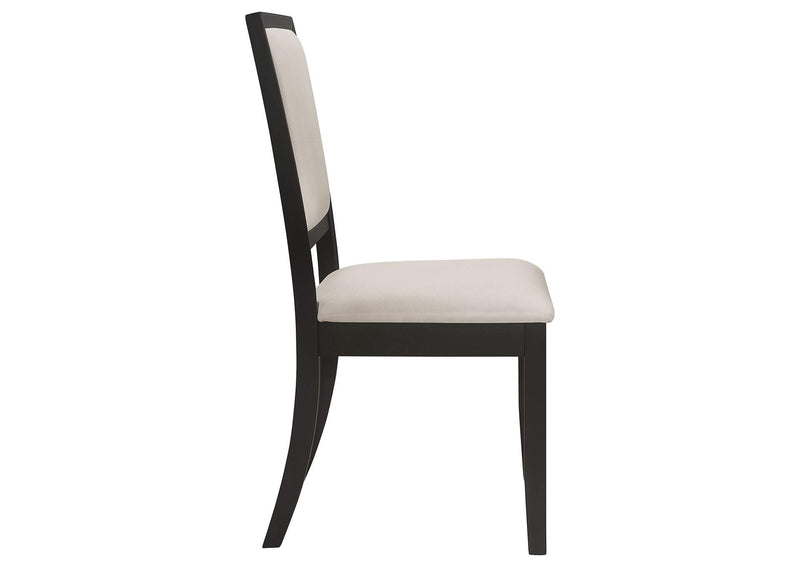 101562 Louise Upholstered Wood Dining Side Chair Black (Set of 2)