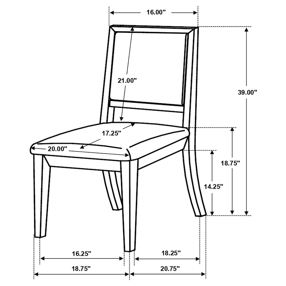 101562 Louise Upholstered Wood Dining Side Chair Black (Set of 2)