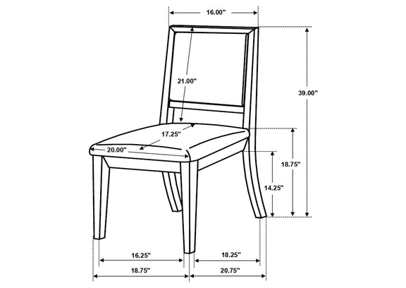 101562 Louise Upholstered Wood Dining Side Chair Black (Set of 2)