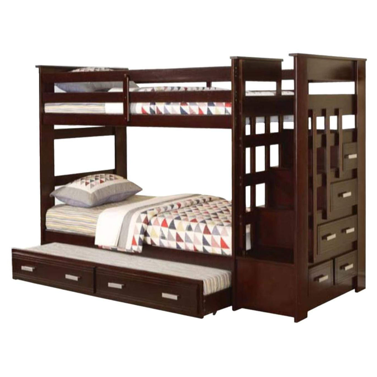 10170W Allentown Twin-Twin Bunk Bed with Trundle and Storage