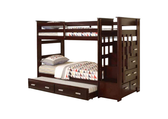 10170W Allentown Twin-Twin Bunk Bed with Trundle and Storage