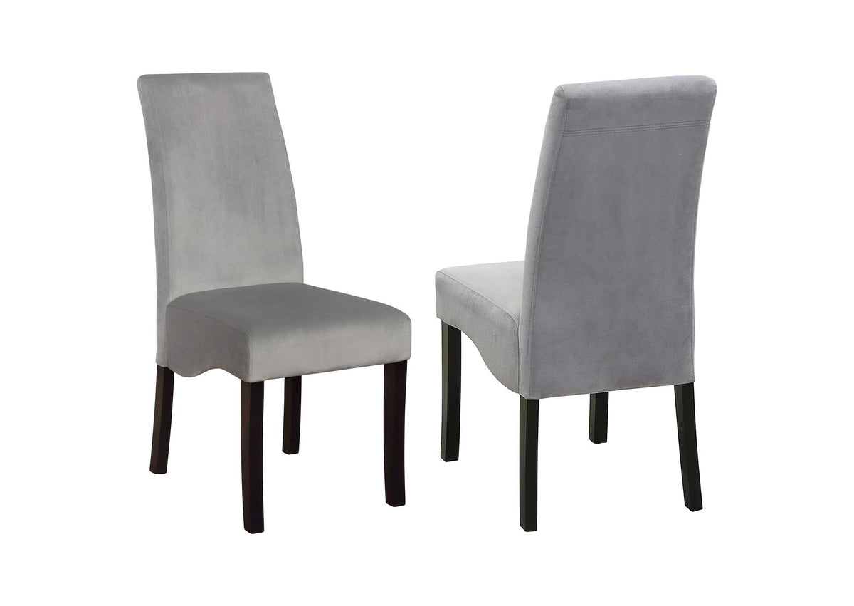 102062 Stanton Velvet Upholstered Dining Side Chair Grey (Set of 2)