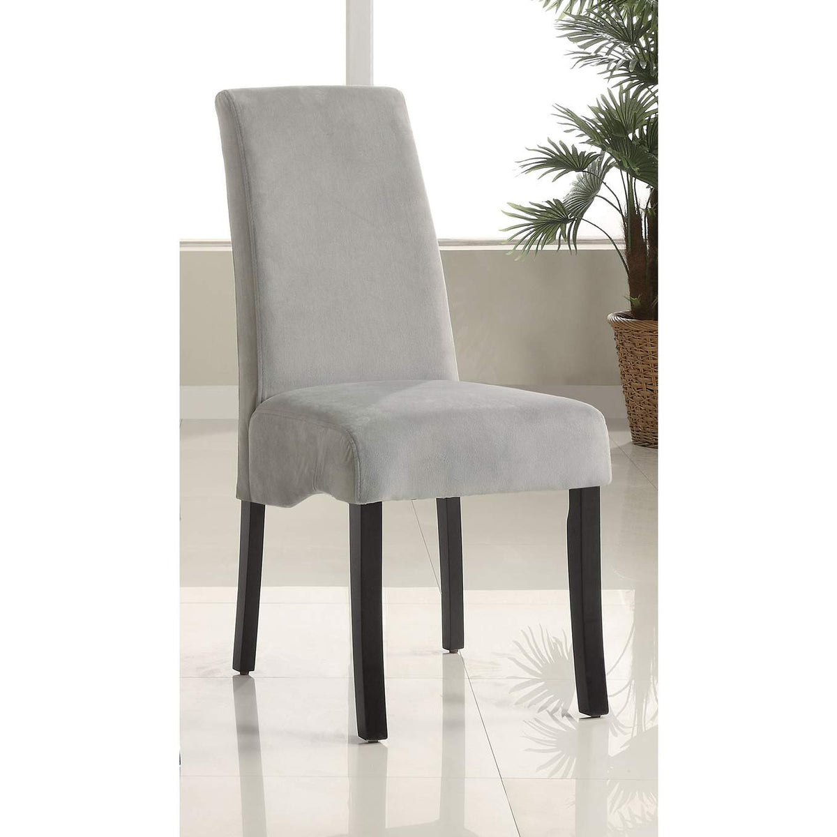 102062 Stanton Velvet Upholstered Dining Side Chair Grey (Set of 2)