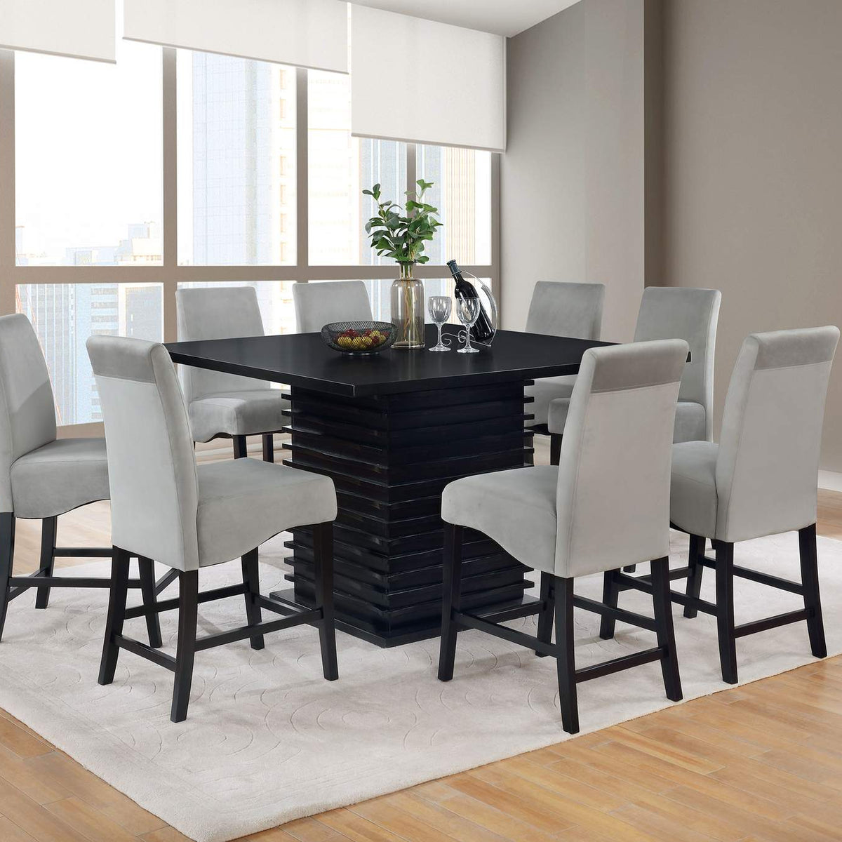 102069GRY Stanton Velvet Upholstered Counter Chair Grey (Set of 2)