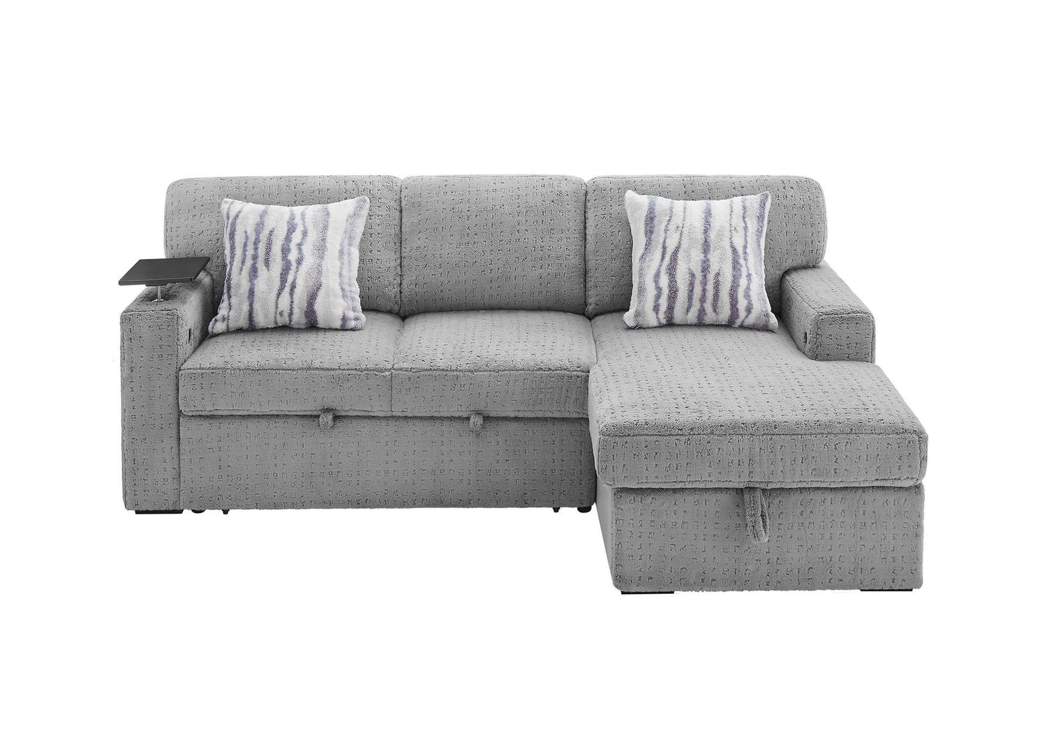 U0214-GREY-LS_W_PULL_OUT_BED_AND_1_PIL U0214 GREY LOVESEAT WITH PULL OUT SOFA BED AND 1 PILLOW