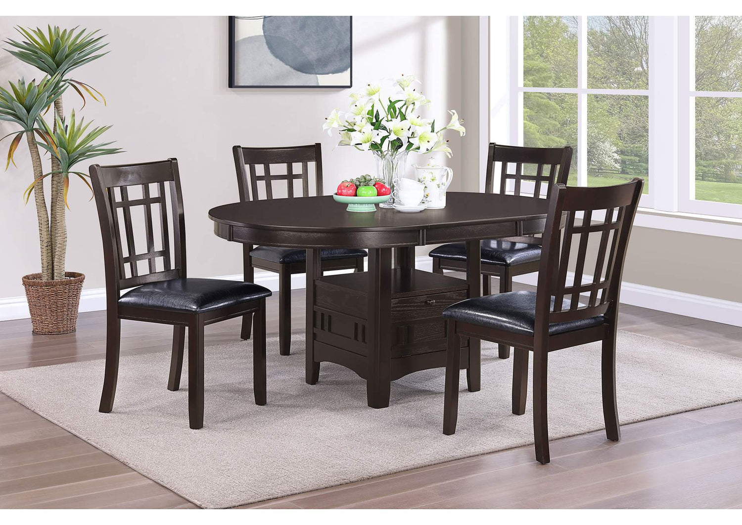 Lavon 5-piece Oval Extension Leaf Dining Set Espresso