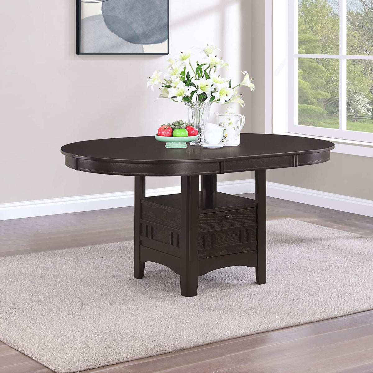 102671 Lavon Oval 60-inch Wood Extension Leaf Dining Table Espresso