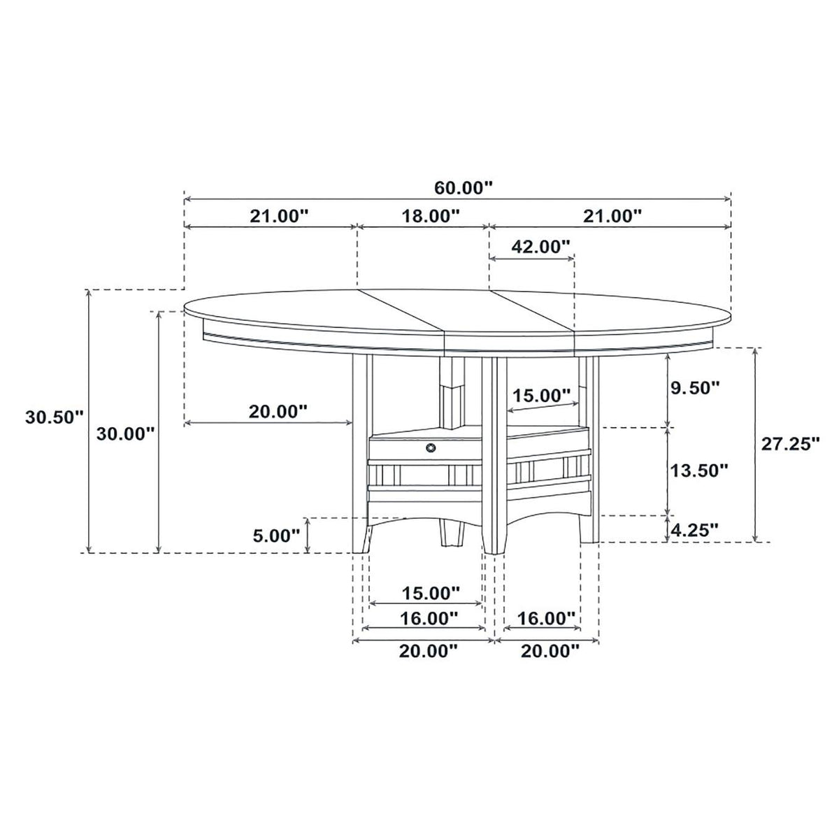 102671 Lavon Oval 60-inch Wood Extension Leaf Dining Table Espresso
