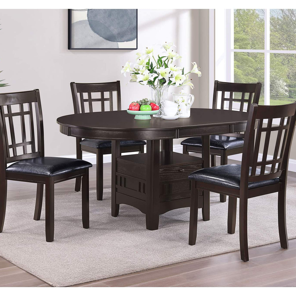 102671 Lavon Oval 60-inch Wood Extension Leaf Dining Table Espresso